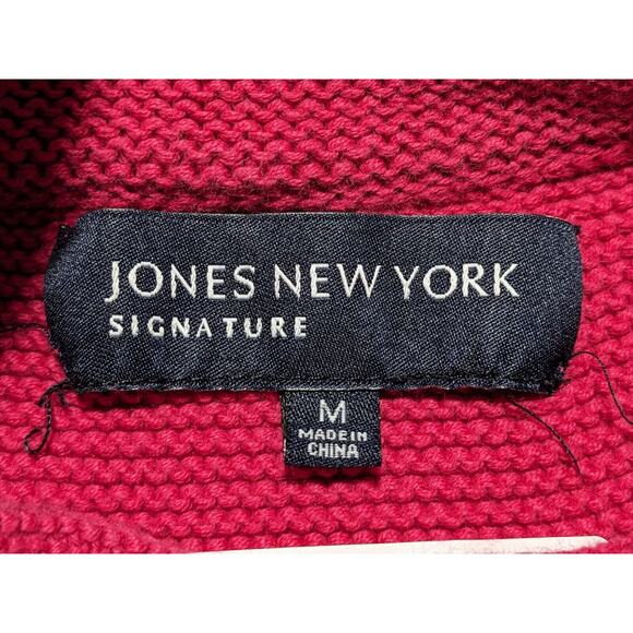 Jones New York 3-Button Cardigan Women Size M Pink Long Sleeve Knit Thick - Picture 6 of 10